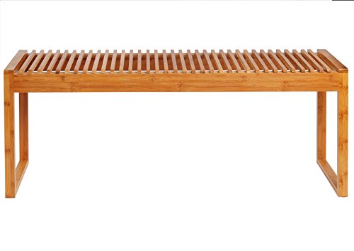 WOLTU Bambusbank Sitzbank Gartenbank Balkonbank aus hochwertigem Bambus ca.47 x 120 x 33 cm BH39br-1-a