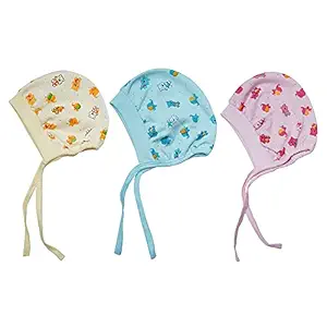 Cute Landings New Born Baby Boys and Girls Soft Double Layer Cotton Knot Cap Set (3-6 Months)