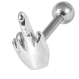 zungenpiercings online bestellen 316 L Chirurgenstahl. Stahl Zunge Bar mit Stahlguss Mittel finger. Größe 1,6mm Spurweite, 12mm Länge (populärste Länge). Barbell Stud, Ring. Zungenpiercing. TDi Körperschmuck Dimensionierung Card enthalten.