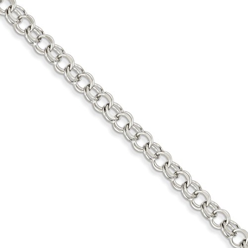 14k White Gold Double Link Charm Bracelet 8 Inch Fine Jewellery For Women Gifts For Her