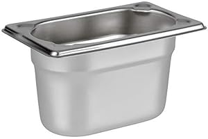 APS 81504 GN 1/9 behållare, rostfri gastronormbehållare i rostfritt stål, mått 175 x 105 mm/höjd 100 mm/volym 1,0 liter