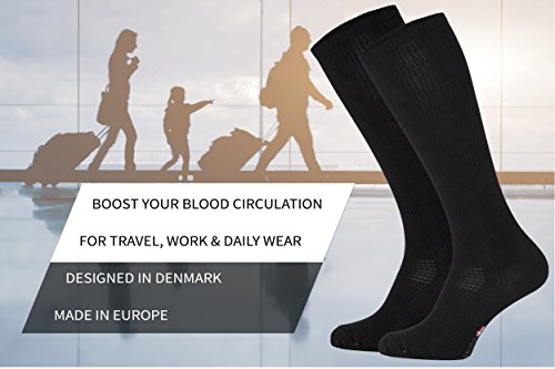 Ökologische Kompressionsstrümpfe von DANISH ENDURANCE® // Abgestufte Kompressionstrümpfe für Männer & Frauen // Steigerung der Leistung, Schnelle Erholung, Bessere Blutzirkulation // Für alle Sportarten, Flugreisen, Krankenschwestern, Medizinische Zwecke und längere Zeiträume im Stehen // 1 Paar - 2