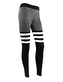 iPretty damen Fitness Yoge Sport Elastische Gestreifte Hosen, Schwarz und Grau