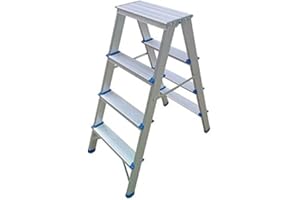 QOWRKRQ DOMUS SGABELLO ALLUMINIO DOPPIA SALITA SCALA SCALETTO 4 GRADINI PORTATA 150 KG