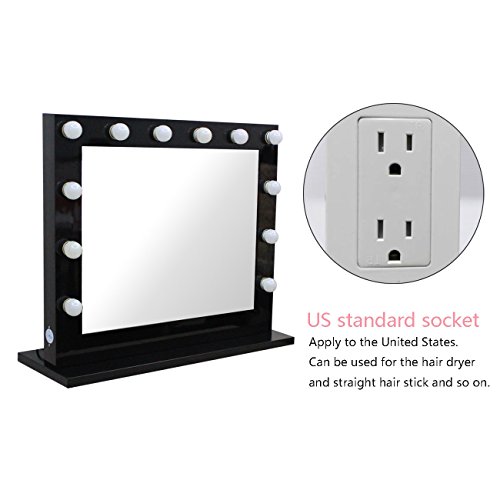 Black Hollywood Makeup Mirror with lights Vanity Lighted Beauty Theatre Mirror 8065 - 5