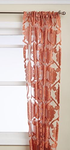 Regal Home CollectionsMilawi Sheer Jacquard Scroll Rod Pocket Window Panel, 54 by 84-Inch