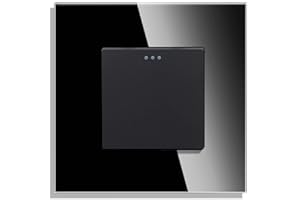 CNBINGO Cambio de Botón Rocker Interruptores con puntos de tela fluorescentes, panel de pared Negro de cristal moderno, interruptor eléctrico sola capa, interruptor de 1 bandas de 2 vía, 10A 250V