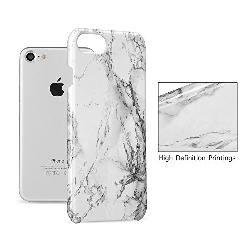 iPhone 7 Case, iPhone 8 Case, GMYLE Hard Case Cover Glossy for Apple iPhone 7 & 8 - [White Marble] Ultra Slim Hard Back Cover Case