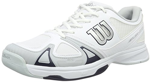 Wilson Rush Evo, Zapatillas de tenis para Hombre, Blanco (White / Pearl Blue / Navy Wil), 45 1/3 EU