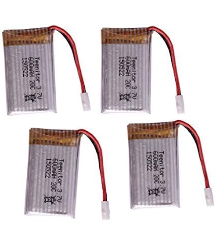 YUNIQUE GREEN-CLEAN-POWER - Batterie Lipo Avancée 600mAh 3.7V 25C pour Syma X5C, X5 | Compatible avec Cheerson CX-30W, Skytech M68, Wltoys F949 | Dimensions 42x25x9mm, Argenté