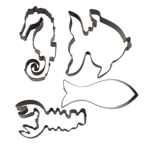 Städter 023871 Ausstecher-Set Meerestiere (Fisch, Königsfisch, Hummer, Seepferd), 4-teilig, Edelstahl, rostfrei