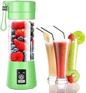 Buddies cart Portable Juicer Electric USB Juice Maker Juicer Bottle Blender Grinder Mixer 4 Blades Rechargeable Bottle Mini Travel Personal Blender Detachable Cup, USB Juicer Cup 380ml - Multi Color