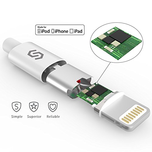 Syncwire C  ble iPhone  MFI Certifi   Apple  Chargeur iPhone Charge Synchro Ultra Rapide pour iPhone X 8 8 Plus 7 7 Plus 6S 6S Plus 6 6 Plus SE 5C 5S 5  iPad Air  Pro  iPad Mini - 2M Blanc