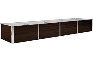 vidaXL Letto Rialzato da Giardino Rettangolare Alto Elegante Staffe Supporto Terrazzo Letto di Coltura Rialzato Marrone 320x80x45cm Acciaio Zincato