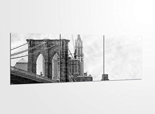 Acrylglasbilder 3 Teilig 150x50cm Brücke alte Brooklyn Bridge New York_ Acrylbild Bilder Acrylglas Wand Bild Kunstdruck 14?5364, Acrylglas Größe 6:BxH Gesamt 150cmx50cm
