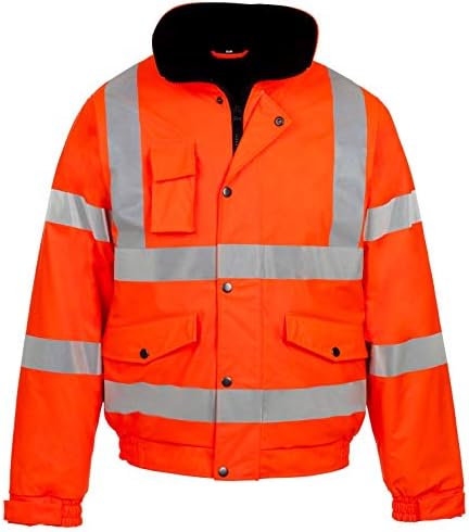 Kentex OnlineMens High Visibility Jacket Hi Vis Bomber Jacket Padded Winter Warm Jackets Concealed Hood S to 6XL