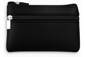 SMOMEND Portamonete in Vera Pelle, 11x8 cm, Nero, Porta Monete Euro Piccolo, Custodia per Chiavi Auto in Pelle Nera per Uomo e Donna, Portachiavi Ecopelle Morbida, Regalo Compleanno, Natale