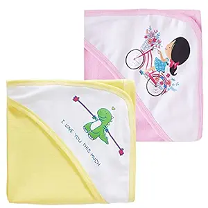 baby wish Baby Hooded Towels for New Born Bath Towel for Boys and Girls Kids Towels Set Ultra Absorbent and Hypoallergenic, Natural Baby Towel Perfect for Infants Kids Bathrobe (Green-Lemon,Pack-2)