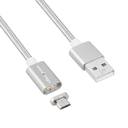 Mbuynow 3A C  ble Micro USB Magn  tique en Nylon Tress   C  ble Chargeur et Donn  es Synchronisation Magn  tique C  ble de charge Aimant   pour Android divers  Samsung Galaxy S4  S5  S6  S6 Edge  S7  Note  LG  HTC et Sony  etc - Argent
