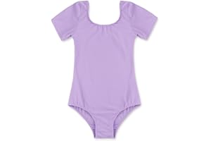 Alvivi Kinder Ballettanzug Kurzarm Tanzbody Mädchen Baumwolle Ballett Trikot Overall Ballettbody Ballett Einteiler Gymnastikanzug Turnanzug