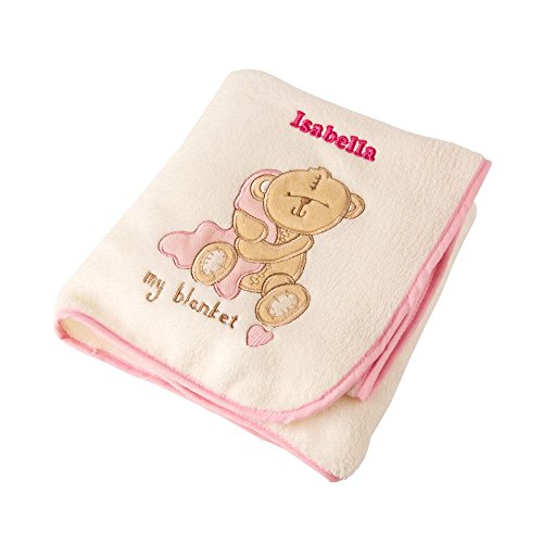 Personalised Button Corner Baby Girl Blanket