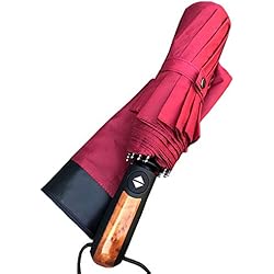 SWFVB Soleil Parapluie Entièrement Automatique Mâle Parapluie Pluie Femmes Pliant Hommes Parasol Étanche Haut De Gamme Manche en Bois