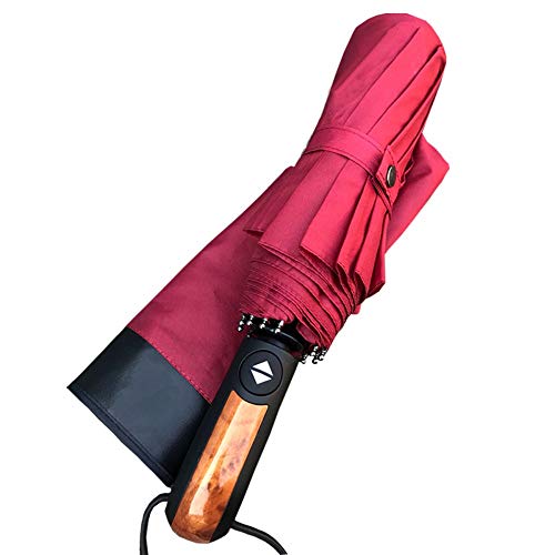 SWFVB Soleil Parapluie Entièrement Automatique Mâle Parapluie Pluie Femmes Pliant Hommes Parasol Étanche Haut De Gamme Manche en Bois
