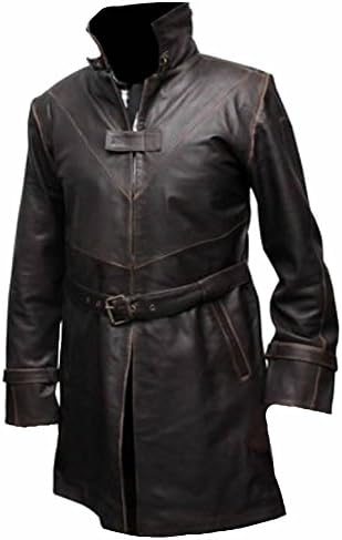 Coolhides Men's WD Fashion Real Leather Top Quality Trench Coat Faux Brown 3X-Large