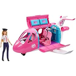 Barbie Mobilier coffret poupée pilote et son Avion de Rêve, avec mobilier, rangements et plus de 15 accessoires, jouet pour enfant, GJB33