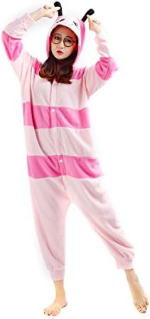 DarkCom Kigurumi Pyjamas Women's Adult Jumpsuits Unisex Anime Onesies Nightwear Show Apparel Pink Bee Small