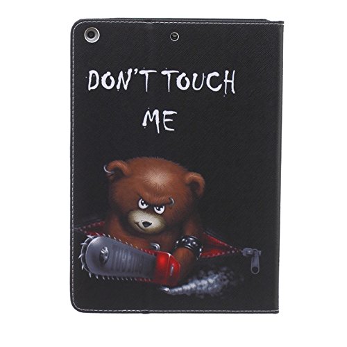 iPad Air Hülle, Deenor Bunt Painting und Stilvoll Brieftasche Tasche PU Leder Flip Protective Stand Tasche Schutzhülle Hülle für Apple iPad Air (2013 Version).[Chainsaw Bear] - 3