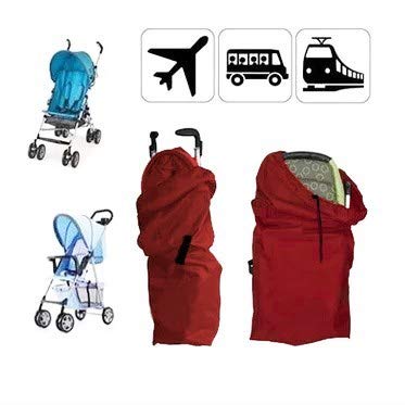 liltourist cochecito bolsa de transporte, bolsa de viaje buggy, bolsa de protección de cochecito, duradero, bolsa gate check, con la manija y la correa de hombre (rojo)