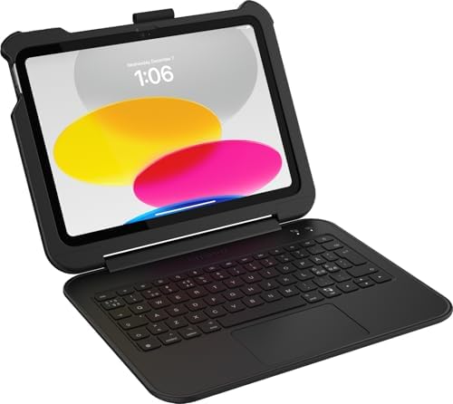OtterBox Achiever Series Keyboard 360 per iPad 10.ª gen 2022, 11.ª gen 2025 (A16), Custodia protettiva con tastiera Nordici QWERTY, testata secondo gli standard militari, Nero, Senza Retail Package