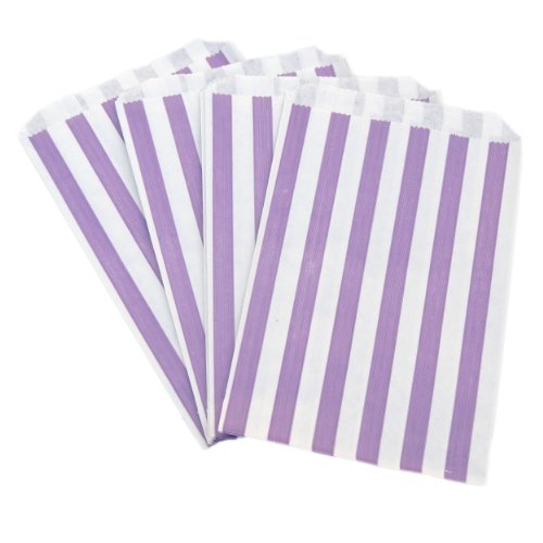 EPOSGEAR 100 Lila Süßigkeiten Streifen Papiertüten Süßes Geschenk Taschen Tüten 5″ x 7″ (125mm x 175mm) – Ideal für Geschenkläden, Hochzeitsbevorzugungen, Süßigkeiten Wagen, Buffets usw - 2