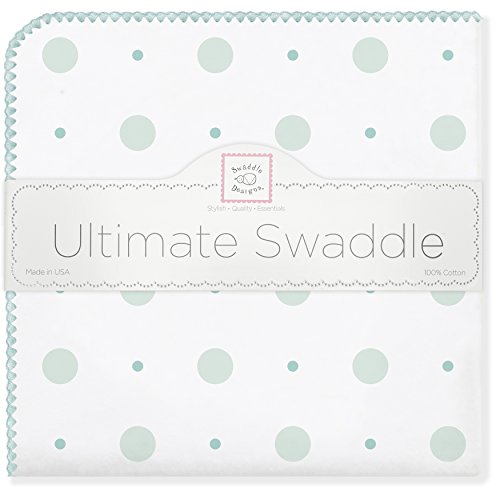 SwaddleDesigns Ultimate Swaddle Blanket, Premium Cotton Flannel, Big Dot Little Dot, SeaCrystal