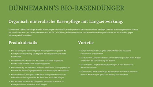 Dünnemann´s Biorasendünger – VORTEILSPACK (4 x 5 kg) – mit Langzeitwirkung – Universaldünger – natürliche Humusbildung – 4Pack, für 200 m²- Bio Rasendünger – Öko – Biodünger – Rasendünger – Dünger – Duenger – Rasenpflege – gesunder Rasen – Rasen düngen – NPK – Bodenverbesserer – Boden Aktivator – NPK Dünger – Naturdünger – Naturduenger – Langzeitdünger – Langzeitduenger - 2