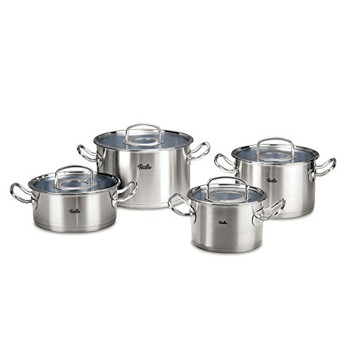 Fissler 084-126-04-000/0 Original Profi Collection Set, 4-teilig mit Glasdeckel, Edelstahl Topf-Set, silber, 43 x 32,5 x 24 cm