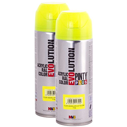 Secado rápido - acrílico Spray de pintura PintyPlus Evolution - Pack de 2 - F146 fluorescente amarillo