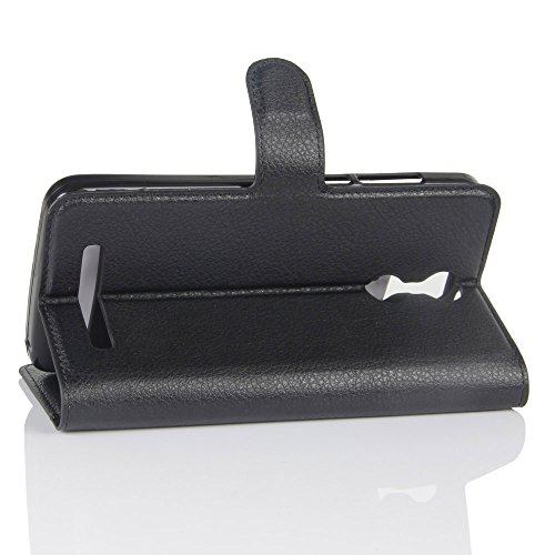 HOMTOM HT27 Funda   Anzhao Funda de Cuero Piel Carcasa con Ranuras para Tarjetas para HOMTOM HT 27  Negro 