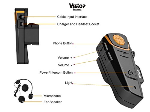 Gegensprechanlage von Veetop, Bluetooth Freisprechanlage, Intercom mit 1000m Reichweite, Verbindung mit Handy, Navi ideal für Motorrad, Motorschlitten, Ski- und Radfahren (2er Set/EU-Ladegerät) reviews Gegensprechanlage von Veetop, Bluetooth Freisprechanlage, Intercom mit 1000m Reichweite, Verbindung mit Handy, Navi ideal für Motorrad, Motorschlitten, Ski- und Radfahren (2er Set/EU-Ladegerät)