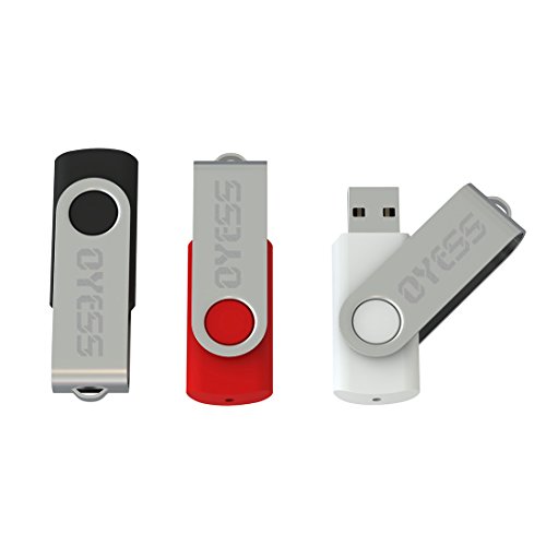 Oyess - Memoria USB 2.0 de 16 GB (tamaño pequeño, 3 unidades), color negro, blanco y rojo