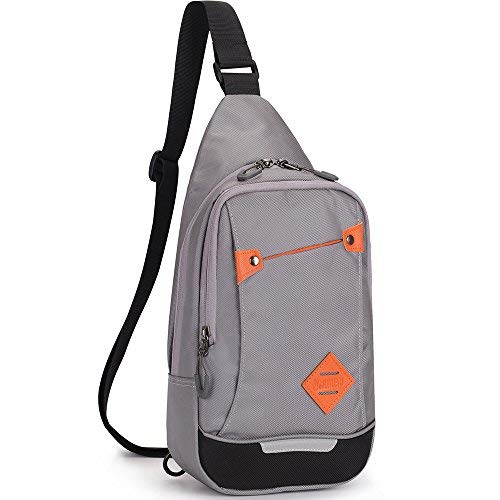 XBoze Pecho Mochila, Ligero Bolso Pecho Casual Mochila de Hombro para Hombres y Mujeres Adecuado para Senderismo Viajes Escuela Acampar Caminar Ciclismo (Gris)
