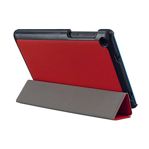 ELTD Lenovo TAB3 7 Essential / Lenovo Tab3 A7-10 Hülle Case – Ultra Schlank Smart Cover Tasche Schutzhülle Case für Lenovo TAB3 7 Essential / Lenovo Tab3 A7-10 mit Standfunktion, Rot - 3