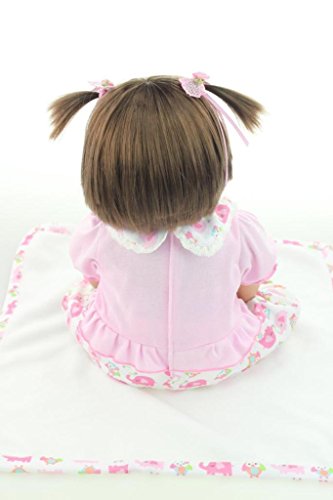 Nicery Reborn Baby Doll Soft Silicone Vinyl 22inch 55cm Magnetic Mouth Lifelike Boy Girl Toy Pink Elephant