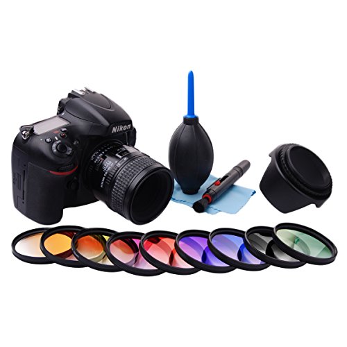 XCSOURCE   52mm Kit de Filtres Couleur Graduelle Orange Bleu Gris Rouge Vert Violet Rose Jaune Marron Pour Nikon D3200 D3100 D5200 D7100 D3S D3X D5200 D7100 D7000 18-55mm LF496