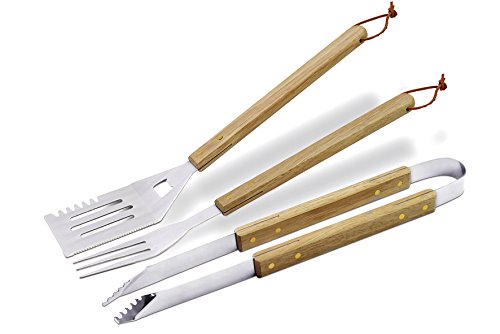 Enders Grillbesteck Set 8753, BBQ Grill-Zubehör Besteck aus Edelstahl, 3-teilig, Grill Zange, Wender, Gabel