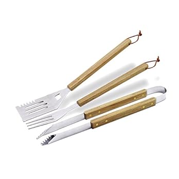 Enders Grillbesteck Set 8753 Bbq Grill Zubehr Besteck Aus Edelstahl 3 Teilig Grill Zange Wender Gabel Mit Holzgriff