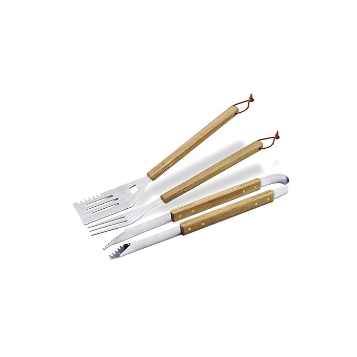Enders Grillbesteck Set 8753 Bbq Grill Zubehr Besteck Aus Edelstahl 3 Teilig Grill Zange Wender Gabel Mit Holzgriff