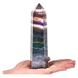 Amoystone Large Healing Crystal Obelisk Towers 5 Multicolor Fluorite Point Wand Home Decor Reiki Healing 0.6-1.1 Lbs