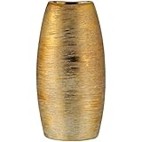 Brandsseller Jarrón dorado mate, aprox. 25 x 12 x 6 cm, jarrón decorativo de gres ovalado
